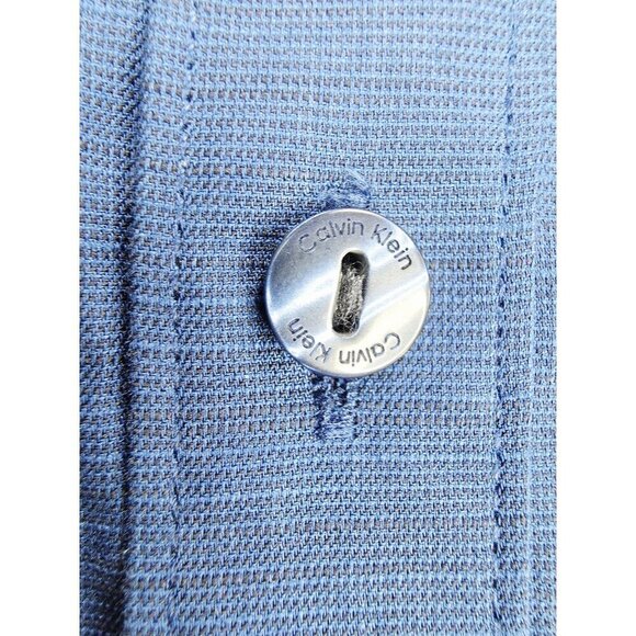 Calvin Klein Size Large Navy Short Sleeve Logo Tag Mens Cotton Pocket Shirt NWT - Picture 9 of 12